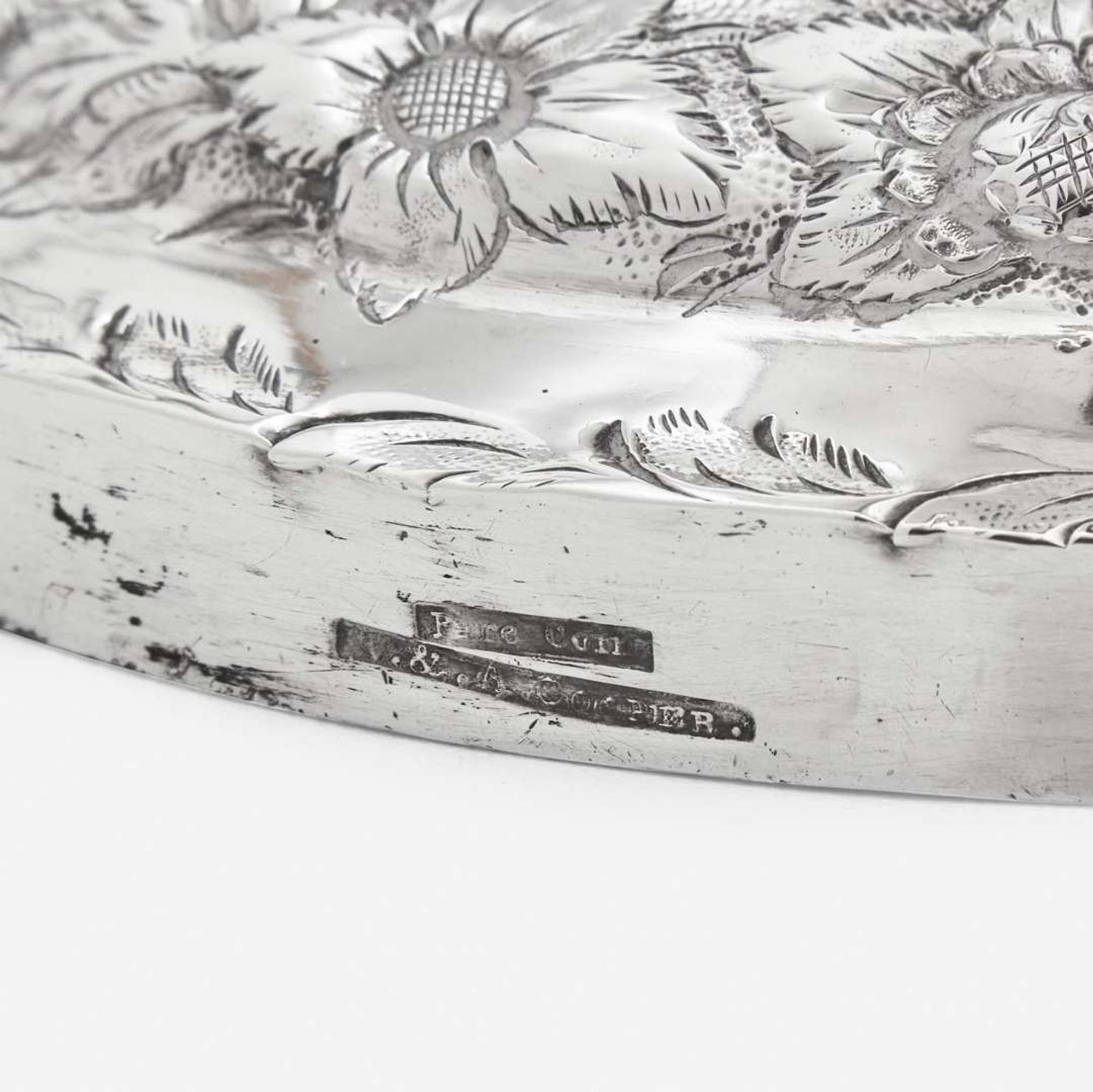 A coin silver floral repoussé vase William and Archibald Cooper, Cincinnati, OH (active 1836-1837) and Louisville, KY (active 1837-1846), circa 1840