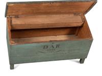 A Federal Blue Painted Poplar DAR 1836 Inscribed Blanket Chest