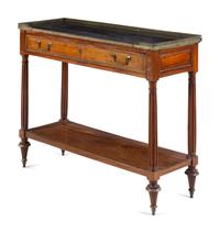 An Empire Brass Mounted Mahogany Marble-Top Console Desserte