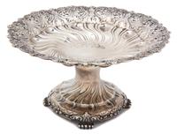 An American Silver Compote, Tiffany & Co., New York, NY, c. 1900, having raised foliate decoration throughout, raised on a pedestal bas