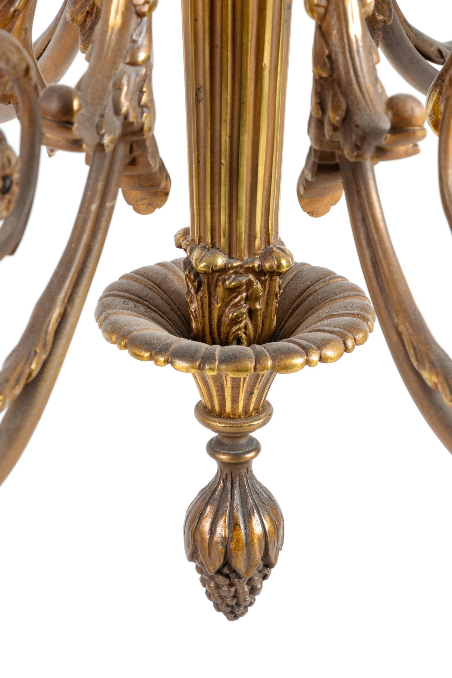 A Neoclassical Style Gilt Metal Six-Light Chandelier