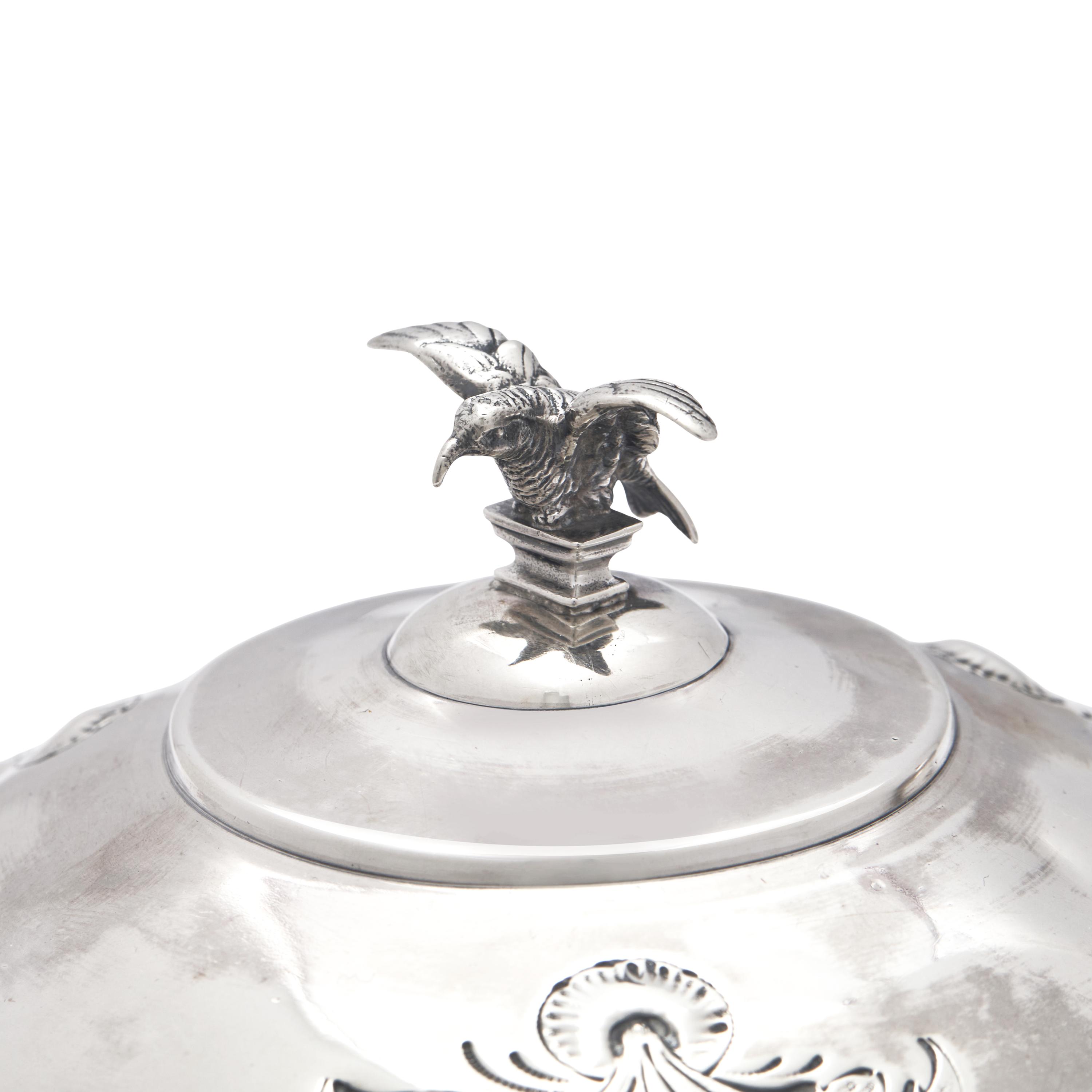 Two Silver Covered Butter Dishes