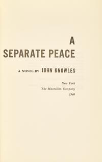 [Literature] Knowles, John. A Separate Peace, with an autograph letter, signed