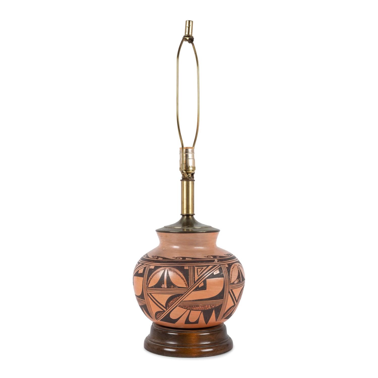 Hopi Pottery Jar, Mounted as Lampstand