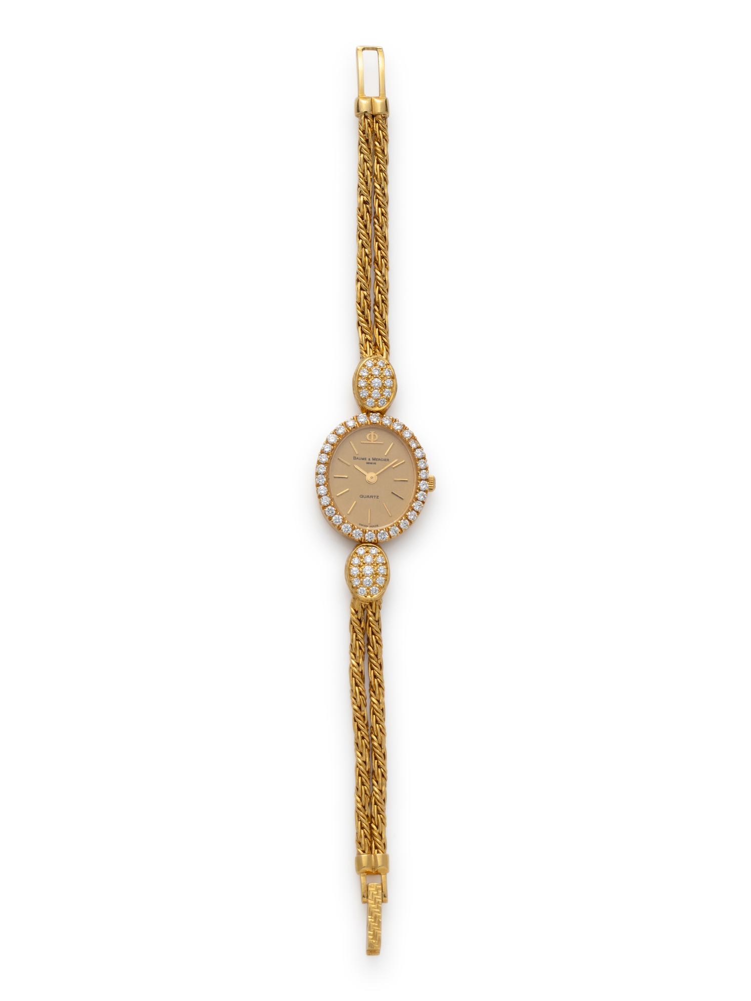 BAUME AND MERCIER, 18K YELLOW GOLD AND DIAMOND WRISTWATCH