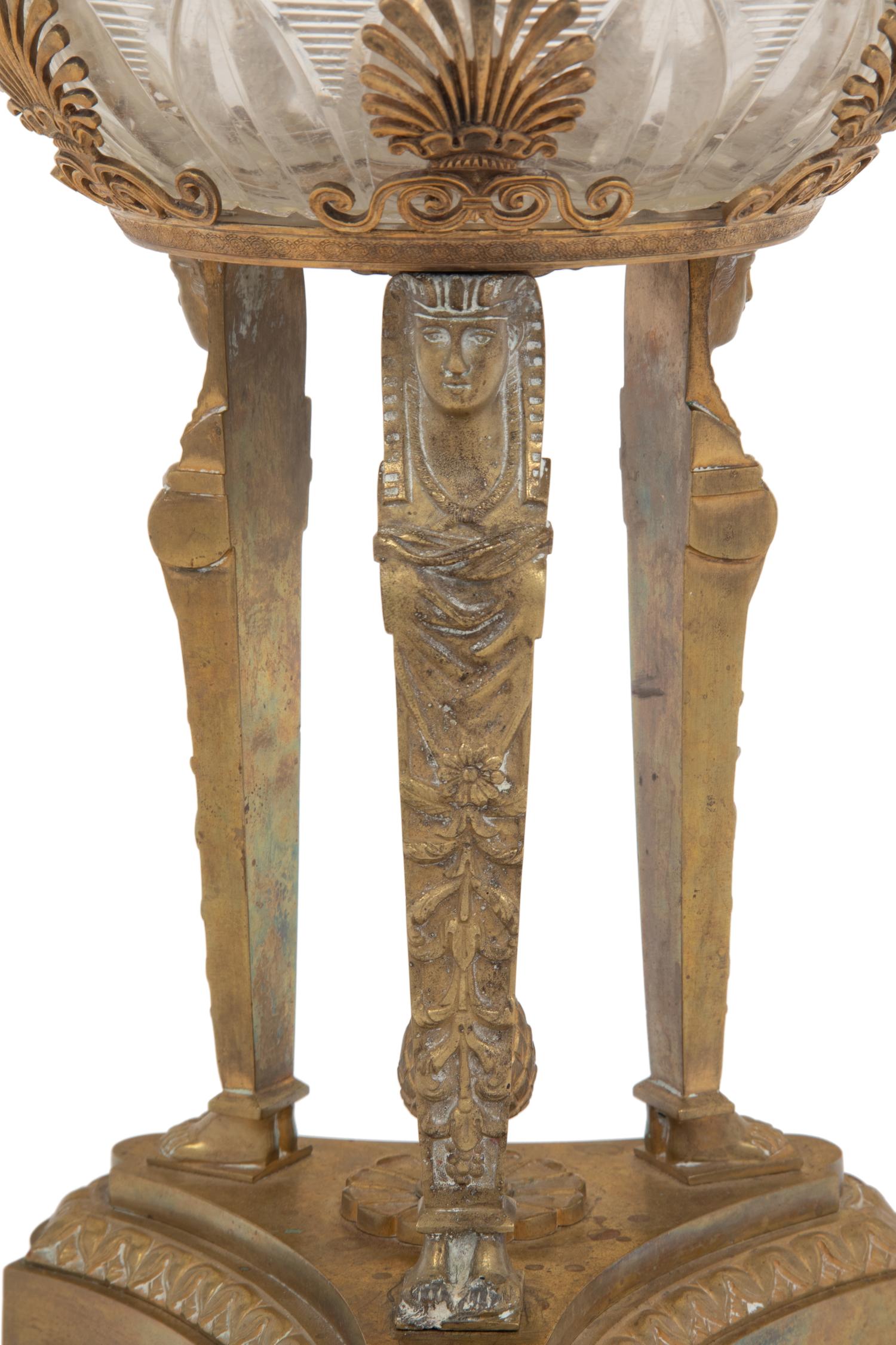 An Empire Style Gilt Bronze and Cut Glass Centerpiece Bowl