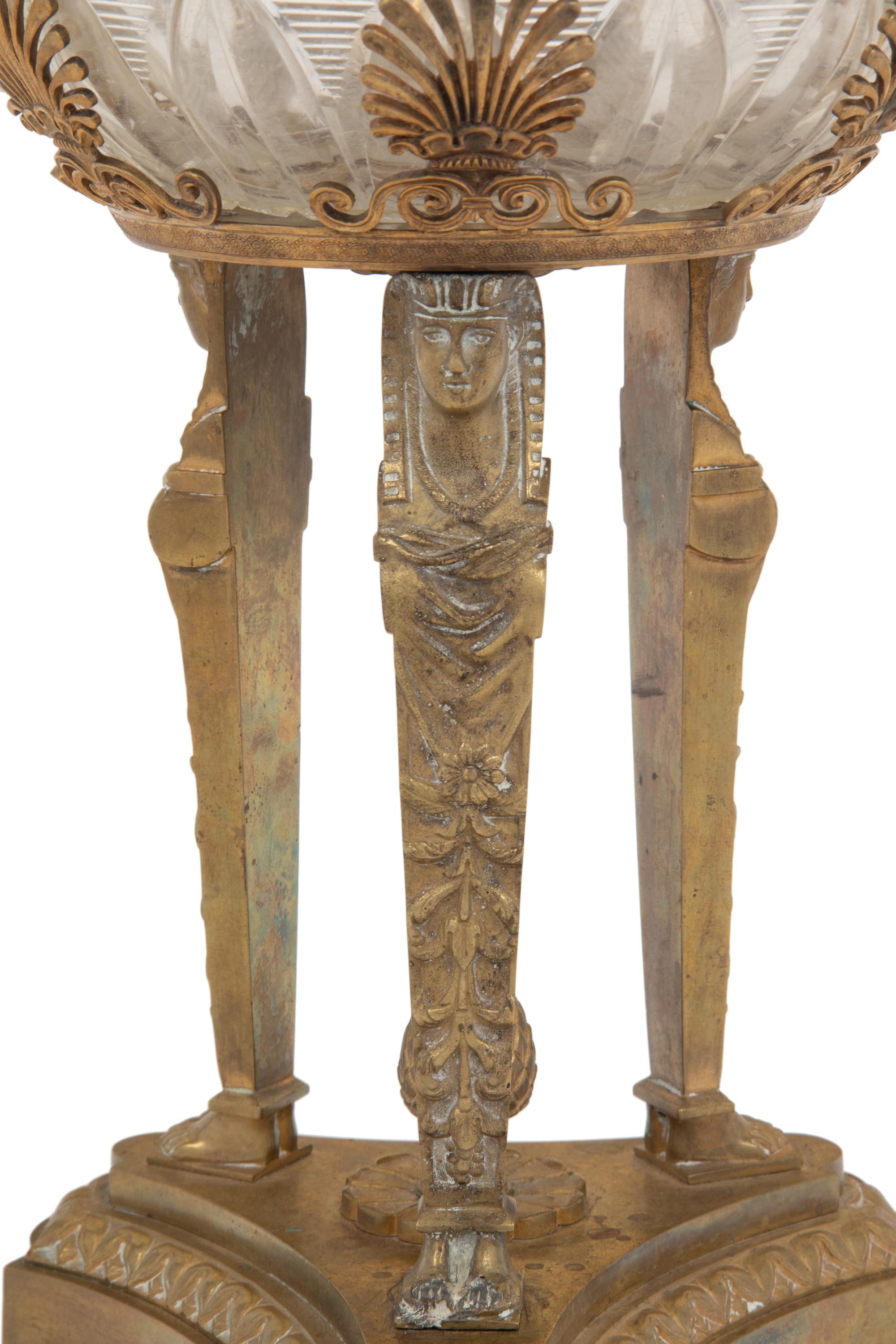 An Empire Style Gilt Bronze and Cut Glass Centerpiece Bowl