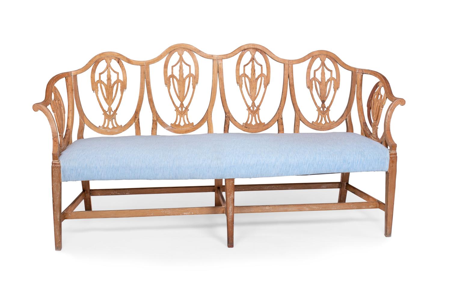 A George III Carved Pine Four-Chair Back Settee — LATE 18TH CENTURY