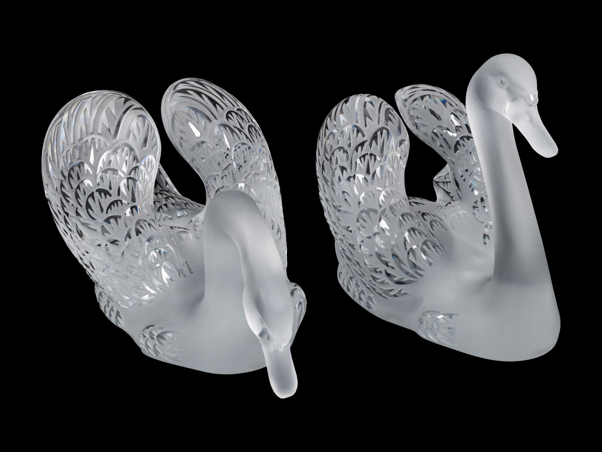 A Pair of Lalique Cygnes Figures