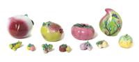 Eleven Porcelain Models of Fruit Length of largest 6 1/2 x width 5 1/4 x height 4 3/8 inches.