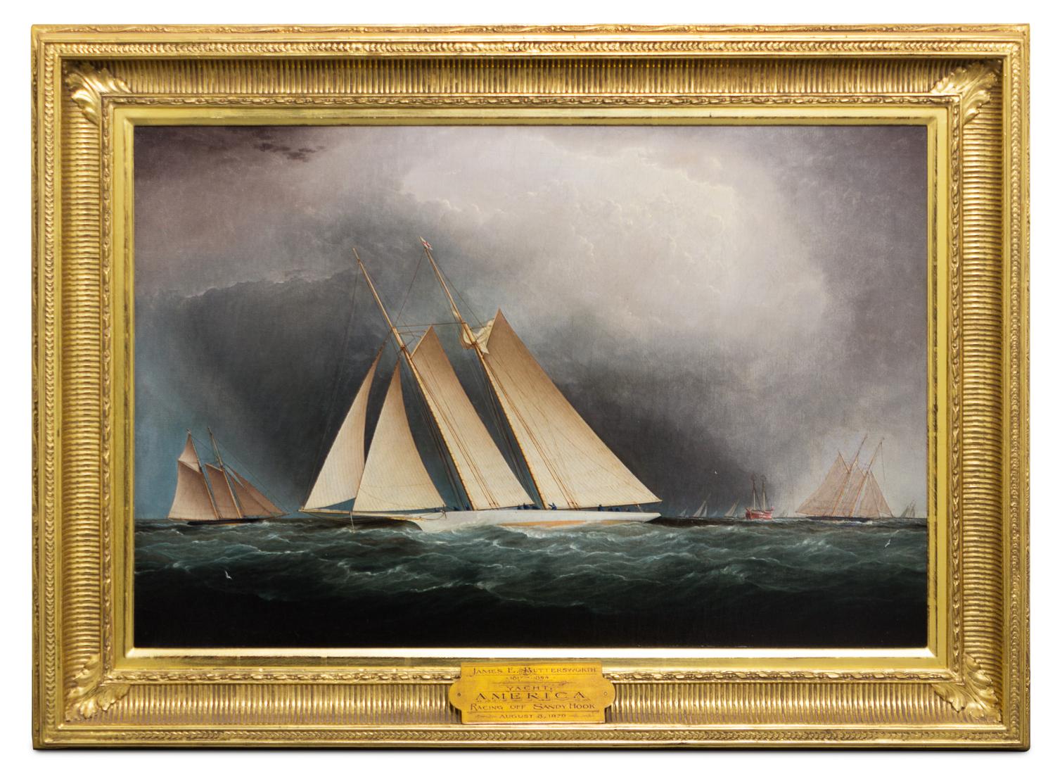 James E. Buttersworth, (American, 1817-1894), Yacht America, Racing off Sandy Hook, August, 1870