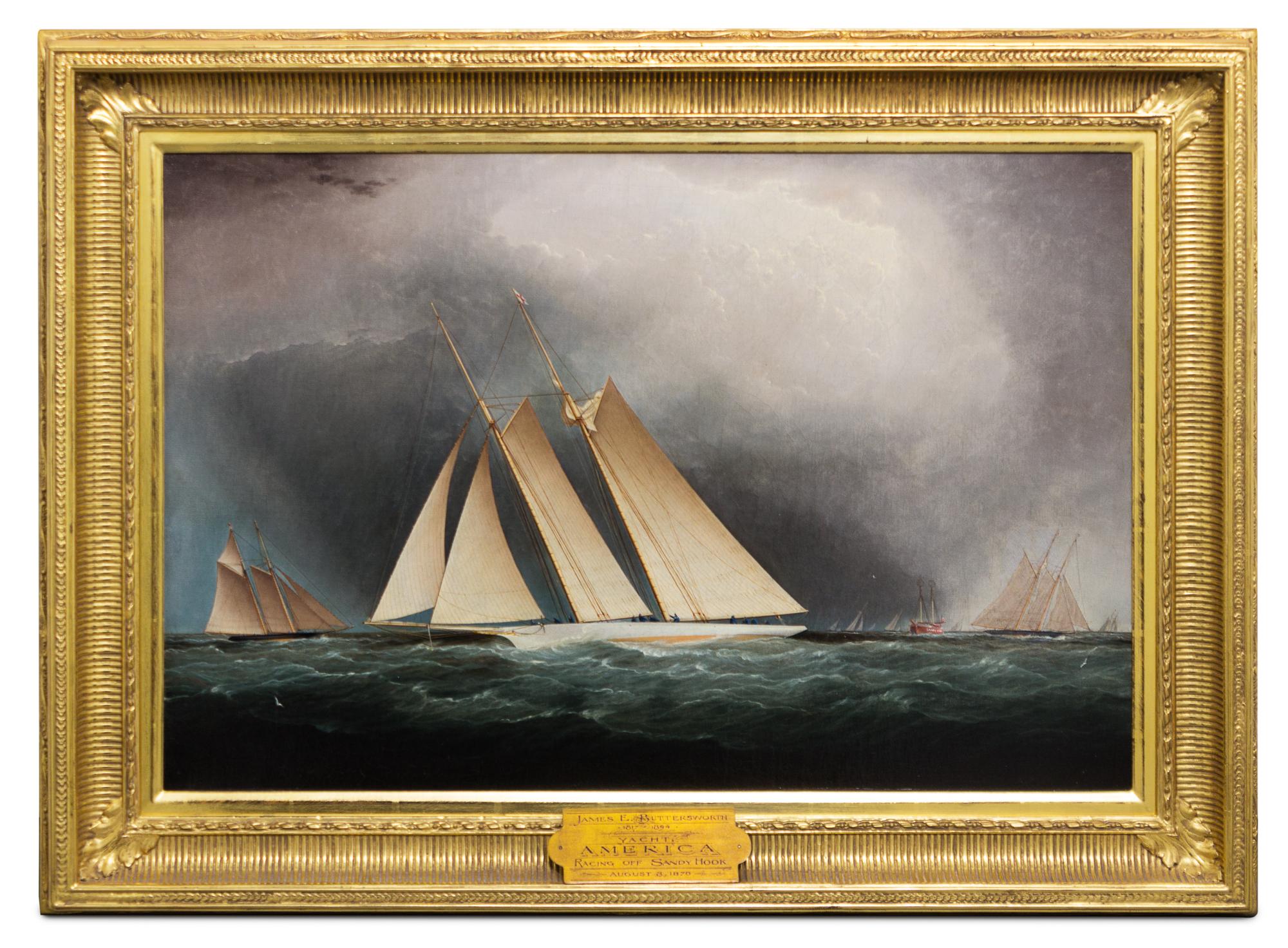 James E. Buttersworth, (American, 1817-1894), Yacht America, Racing off Sandy Hook, August, 1870