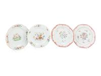 Five Chinese Export Famille Rose Porcelain Plates