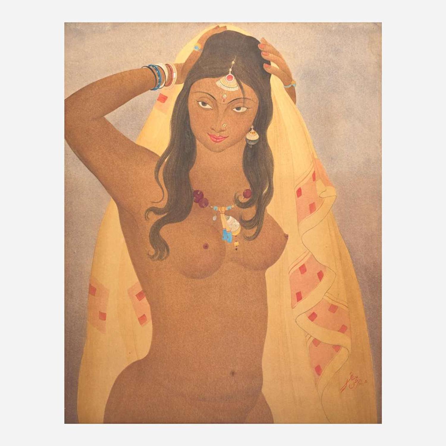 Abdur Rahman Chughtai (Pakistani, 1894-1975) Nude Goddess