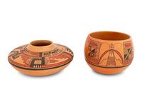 Two Polychrome Pottery Jars