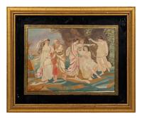 A Continental Needlework and Silk Picture depicting a Mythological Scene (18th/19th century)