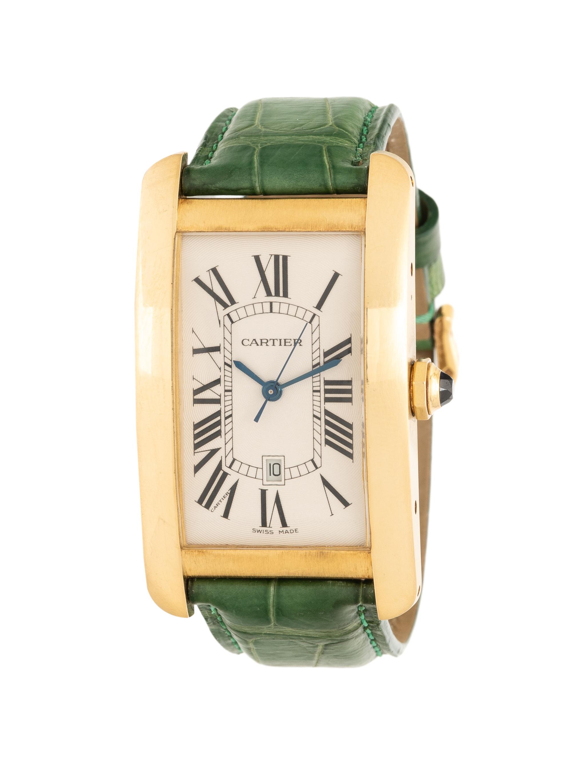 CARTIER, REF. 1740 18K YELLOW GOLD LARGE 'TANK AMÉRICAINE' DATE WATCH WITH CARTIER BUCKLE