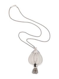 ROCK CRYSTAL, DIAMOND AND ONYX PENDANT/NECKLACE