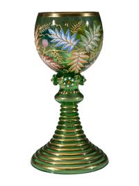 Six Bohemian Enameled Glass Roemers