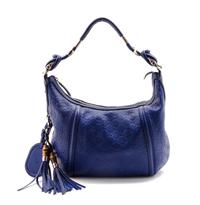 A Gucci Blue Monogram Leather Bag, 14 1/2 x 11 x 4 1/2 inches.