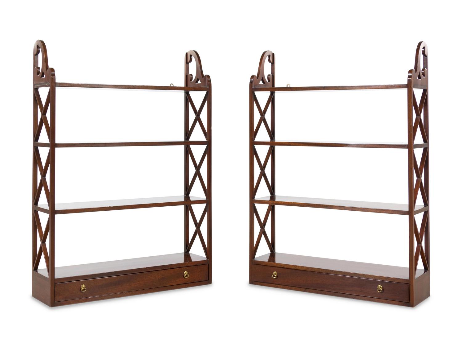 A Pair of George III Style Mahogany Hanging Shelves — KITTINGER