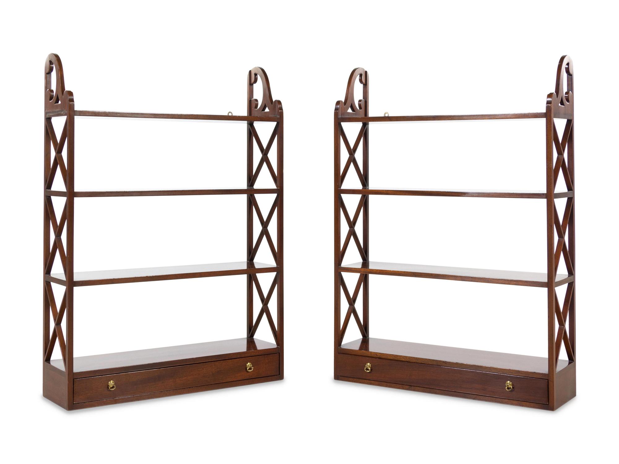 A Pair of George III Style Mahogany Hanging Shelves — KITTINGER