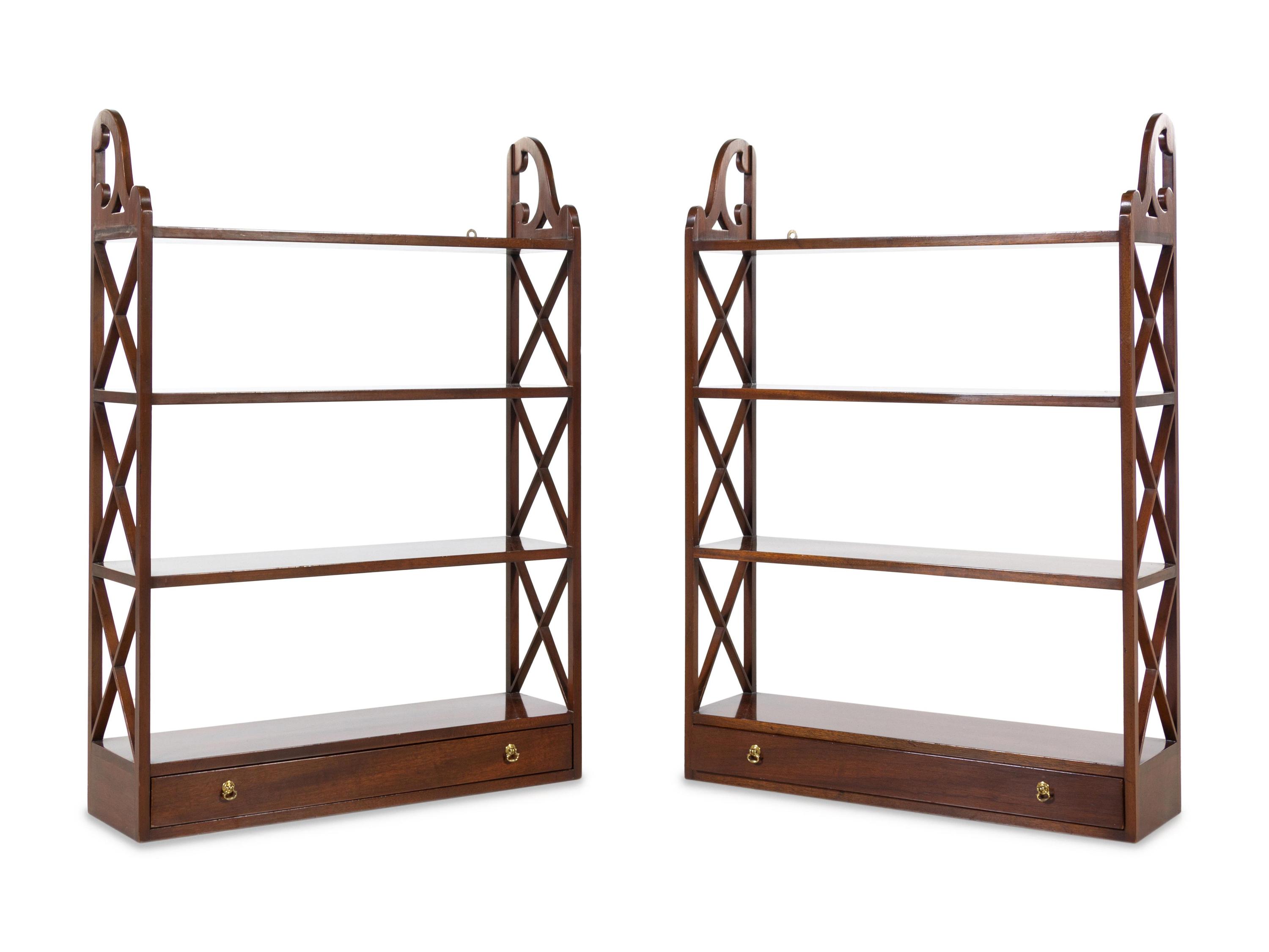 A Pair of George III Style Mahogany Hanging Shelves — KITTINGER