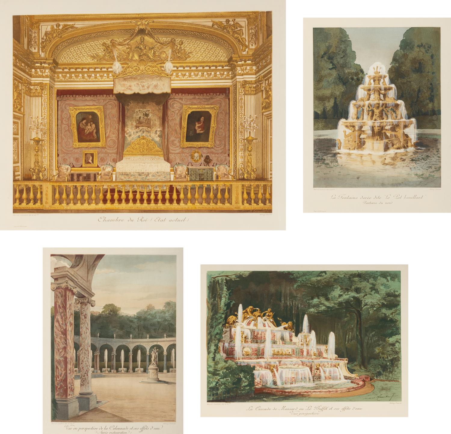 Three Noel Marcel Lambert Engravings and One Chambre du Roi Engraving
