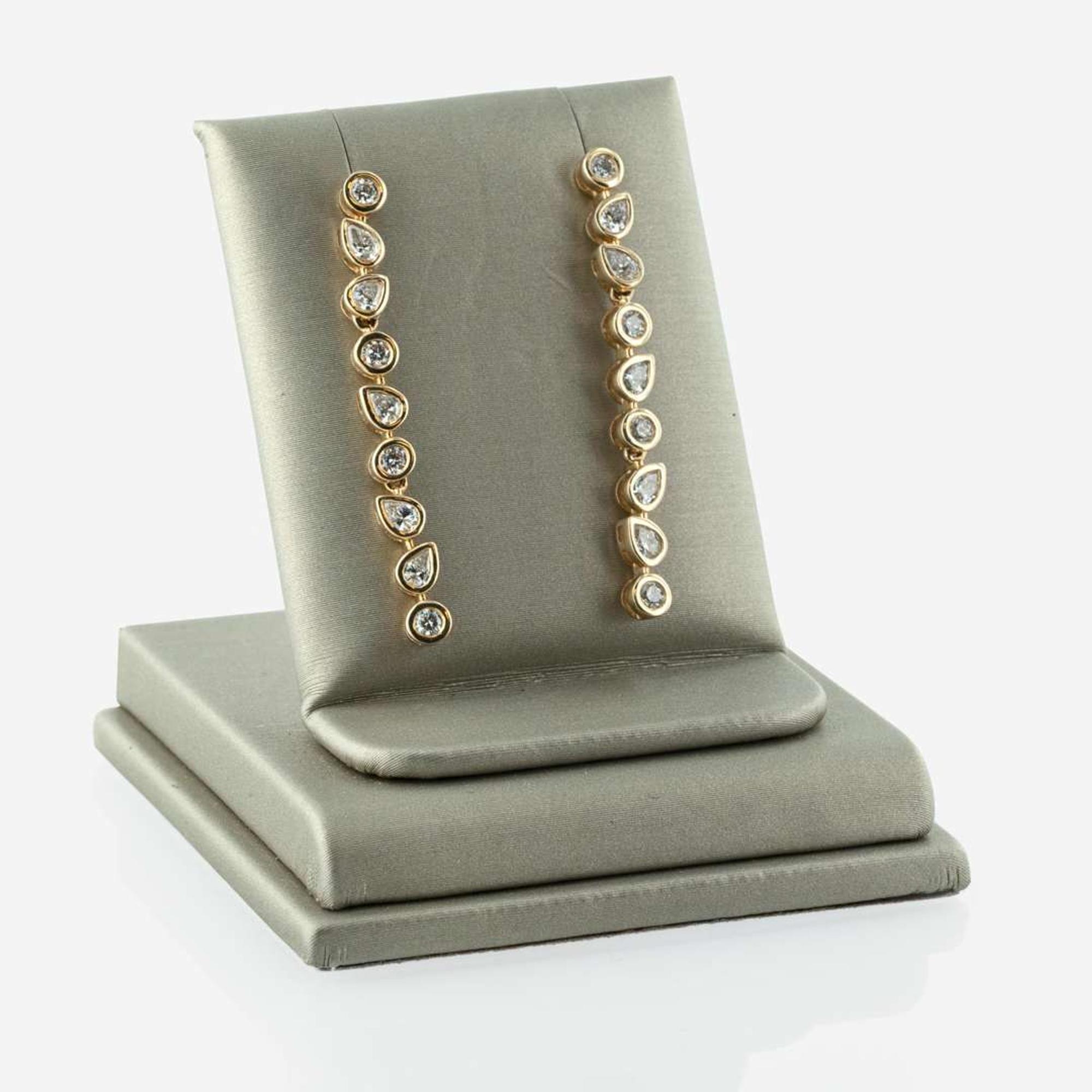 Set of Diamond and 14K Yellow Gold Bracelet and Earrings