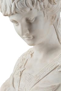 An Italian Marble Bust with an Associated Line-Inlaid Mahogany Pedestal