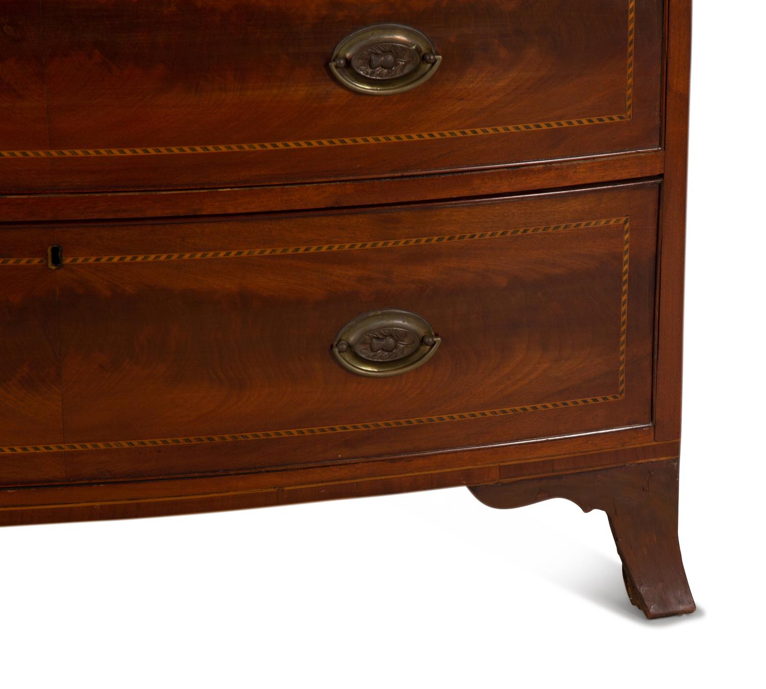 A George III Inlaid Mahogany Bowfront Chest of Drawers