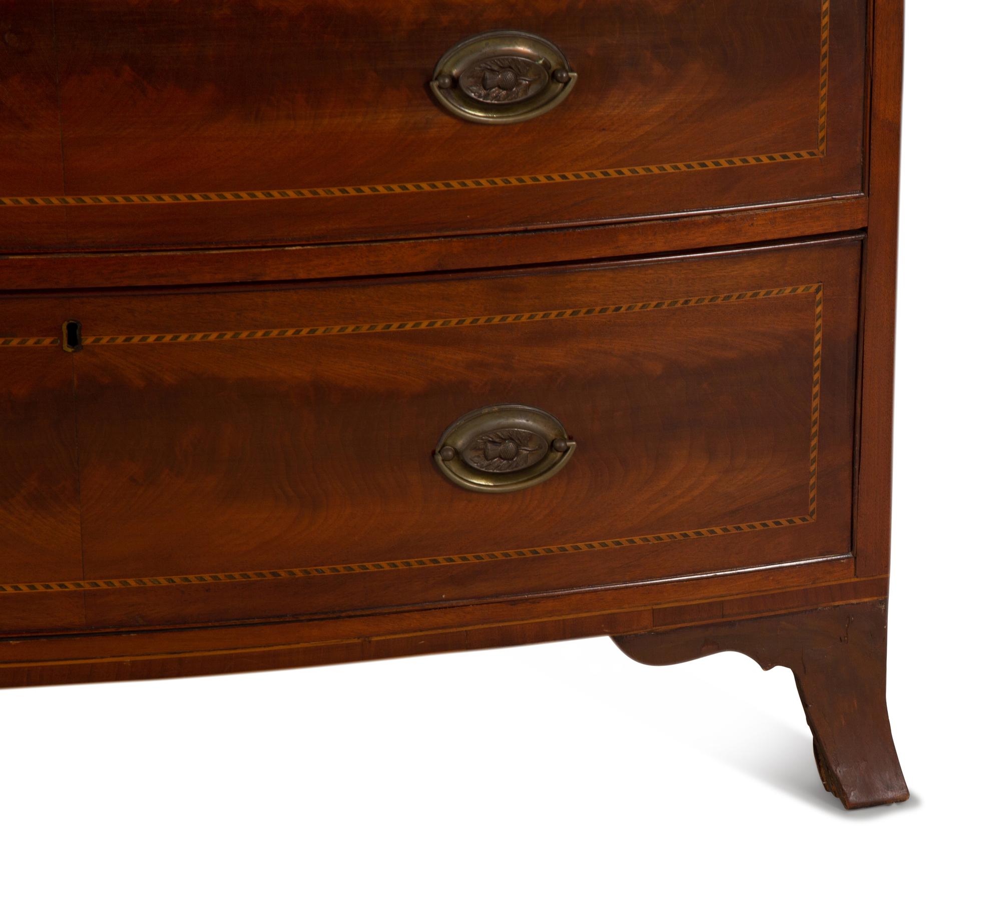 A George III Inlaid Mahogany Bowfront Chest of Drawers