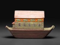 A German Painted Wood Noah's Ark with Slide-Front Cover