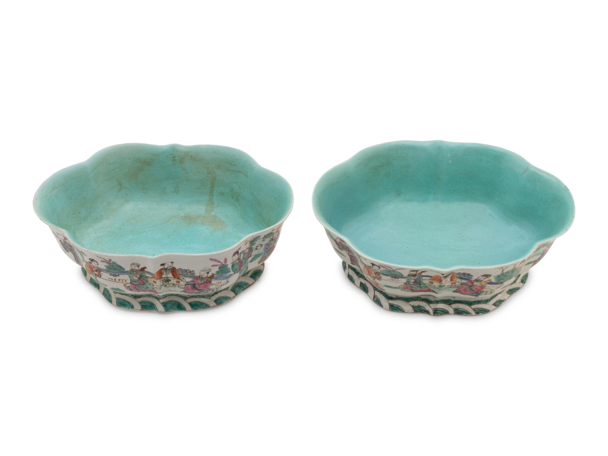 A Pair of Chinese Famille Rose Flori-form Stem Bowls