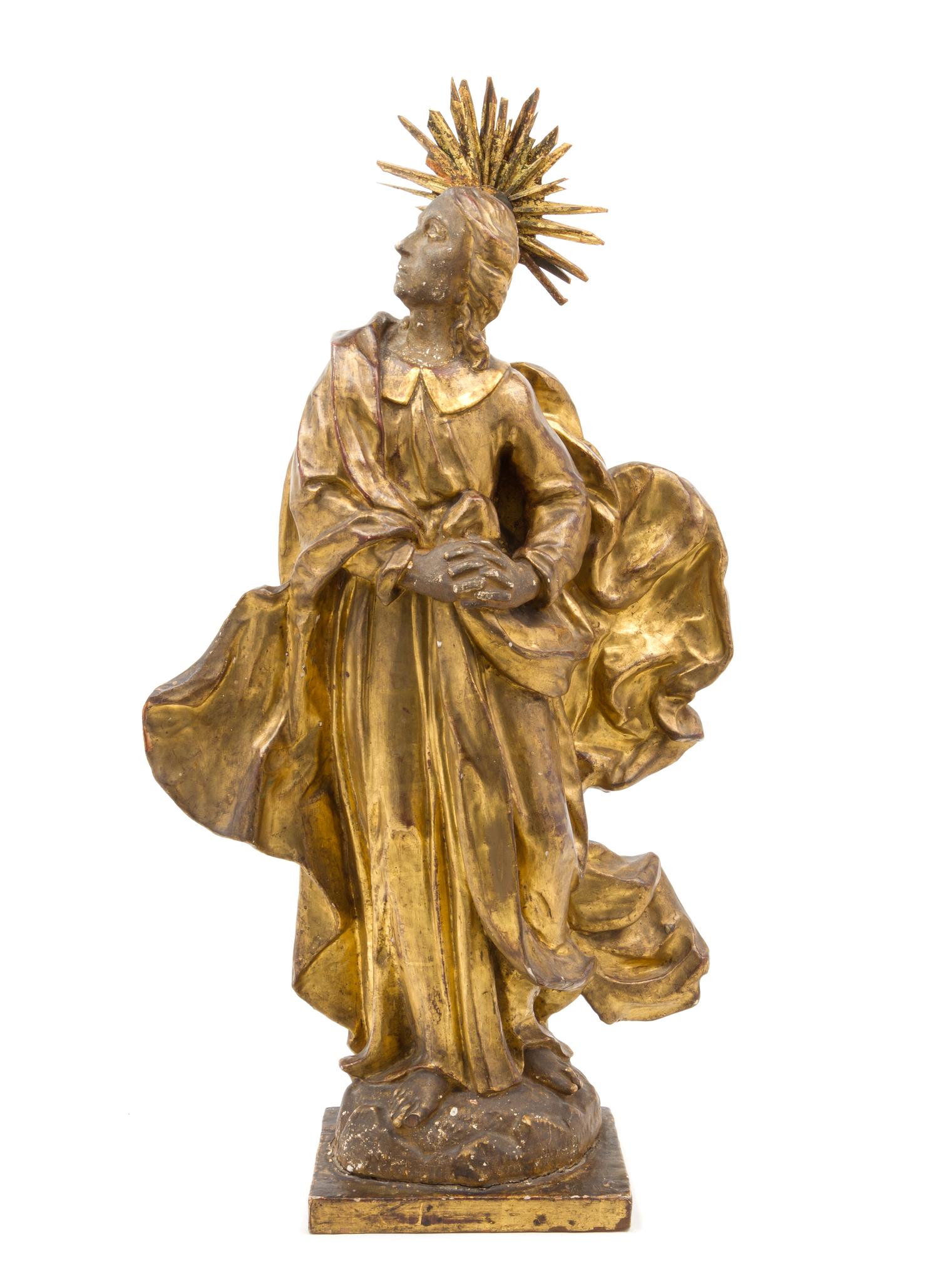 A Continental Giltwood Figure of a Saint Height 27 1/4 inches. — 19TH CENTURY