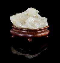 A Carved Celadon Jade Figural Group of Two Ducks — 19TH CENTURY