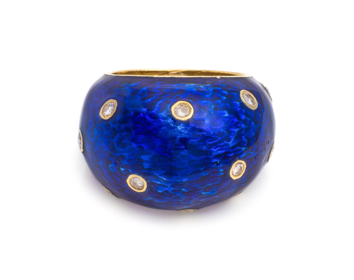 ENAMEL AND DIAMOND BOMBE RING