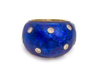 ENAMEL AND DIAMOND BOMBE RING