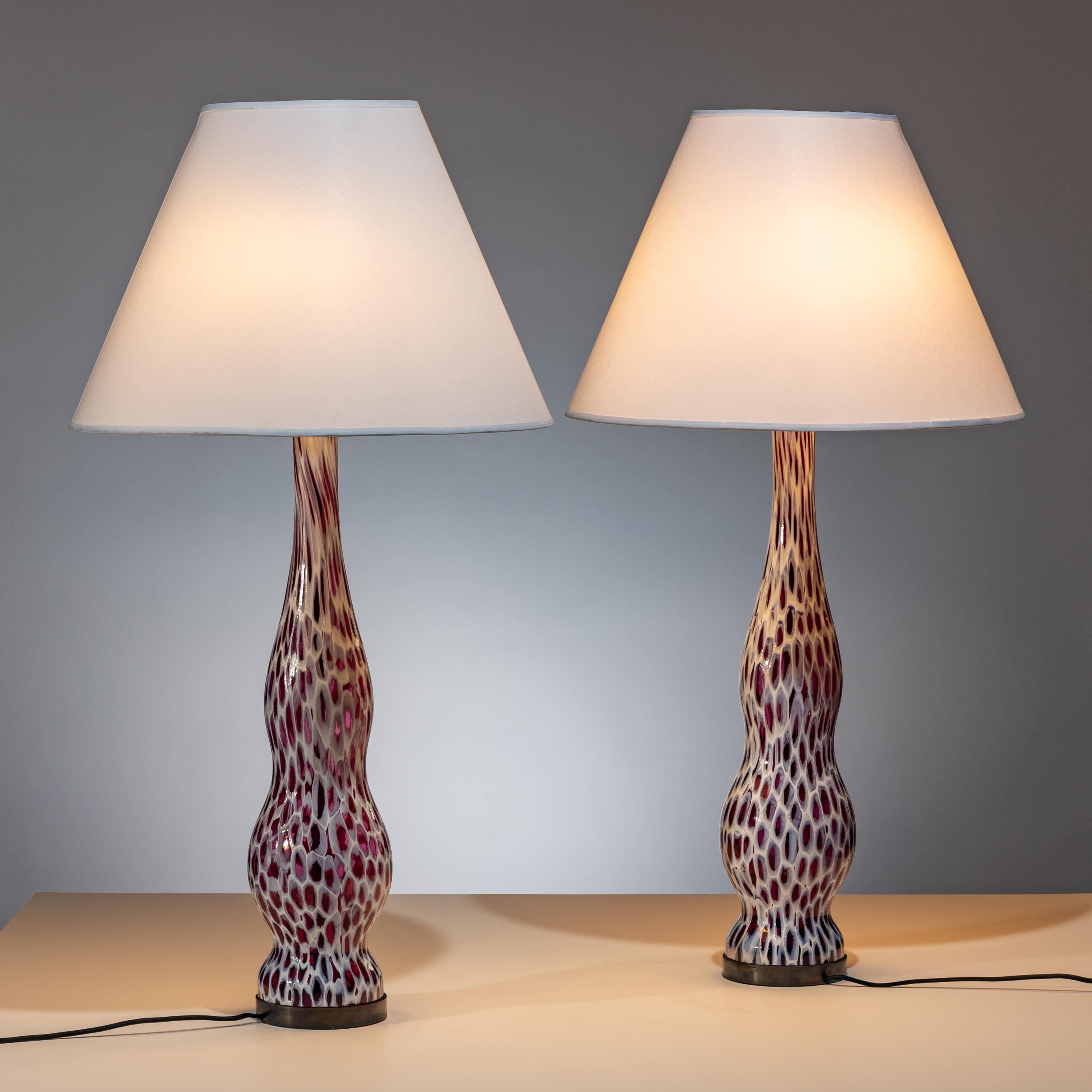 Attributed to Ermanno Toso for Fratelli Toso (Italian, 1903–1973) — Pair of Murrina Table Lamps
