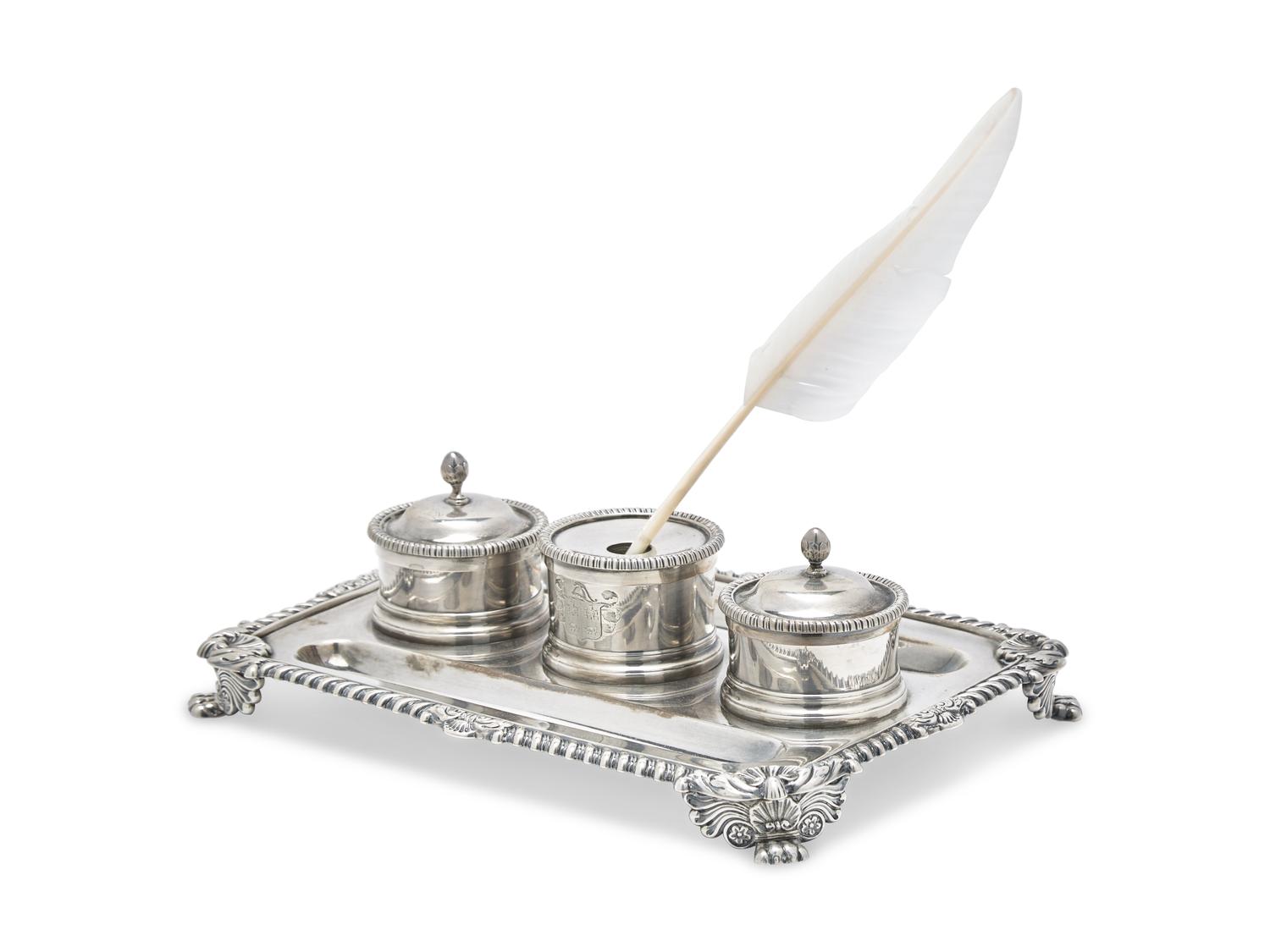 A George III Silver Ink Stand