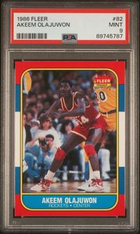 A 1986-87 Hakeem (Akeem) Olajuwon Rookie Basketball Card No. 82 (PSA 9 MINT)