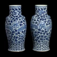 A Pair of Chinese Blue and White Porcelain Vases