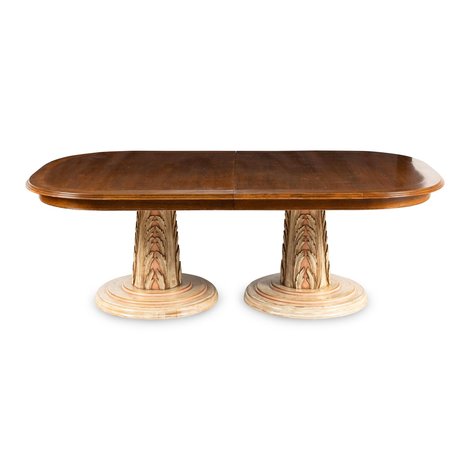 A Regency Style Carved and Painted Dining Table