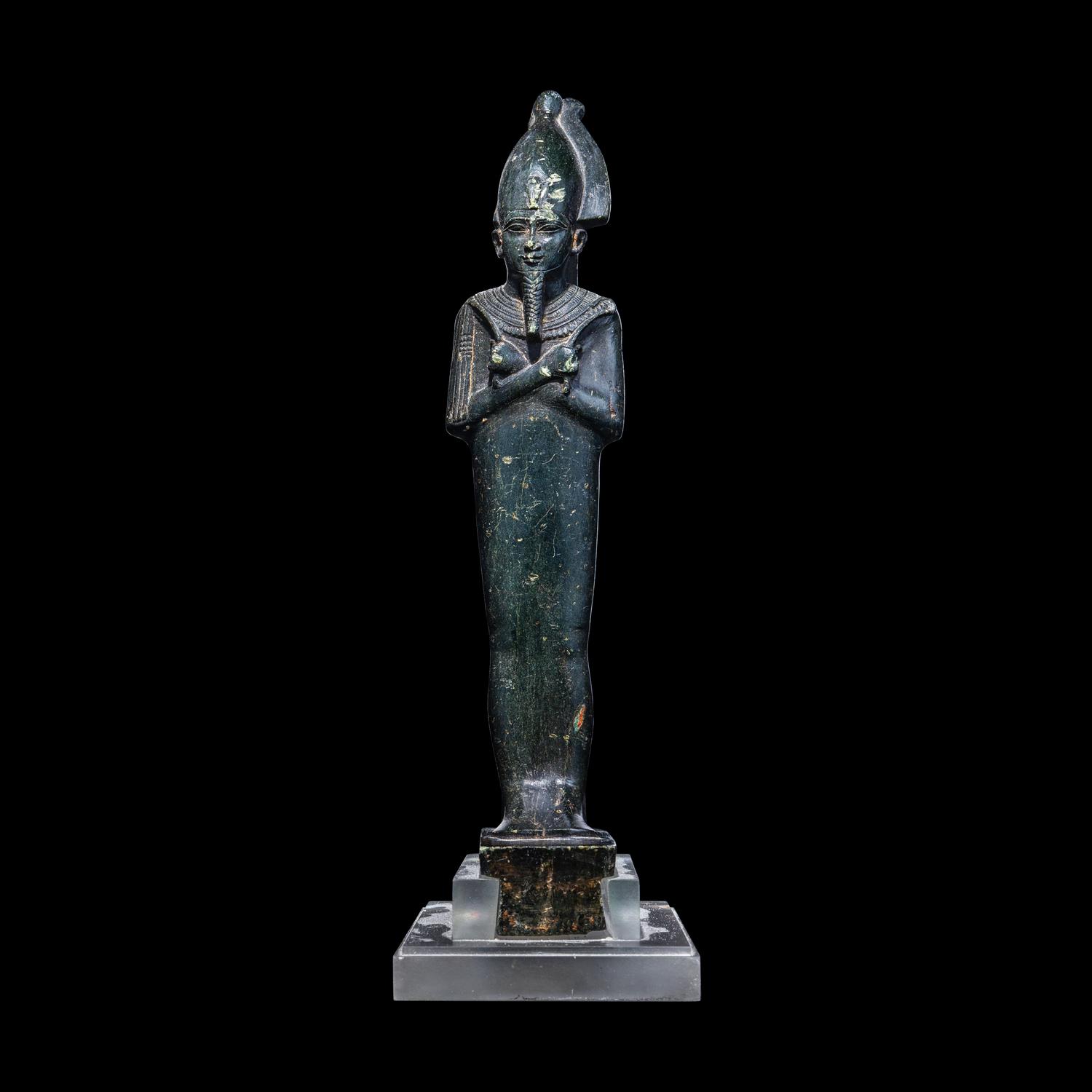 An Egyptian Black Steatite Osiris