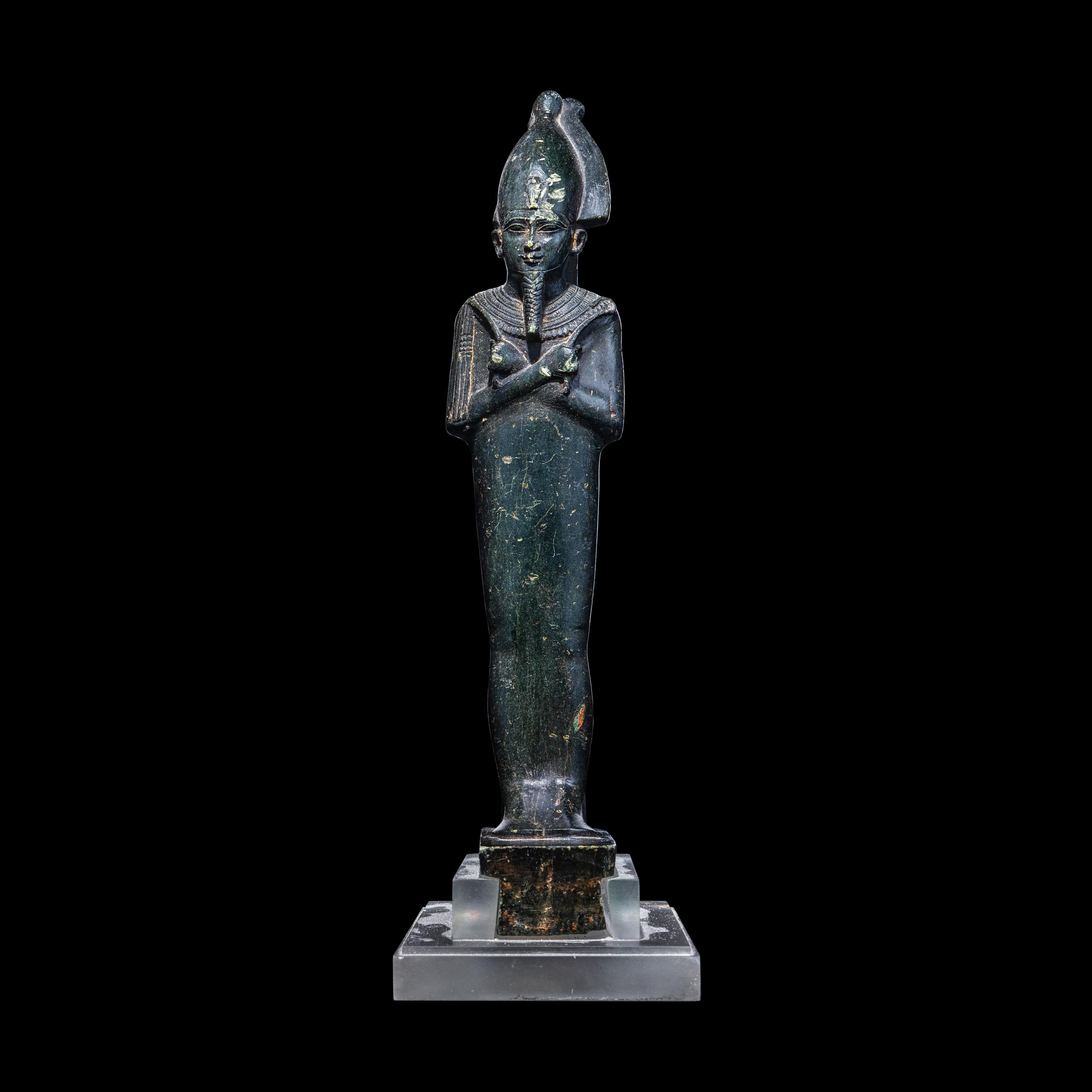 An Egyptian Black Steatite Osiris