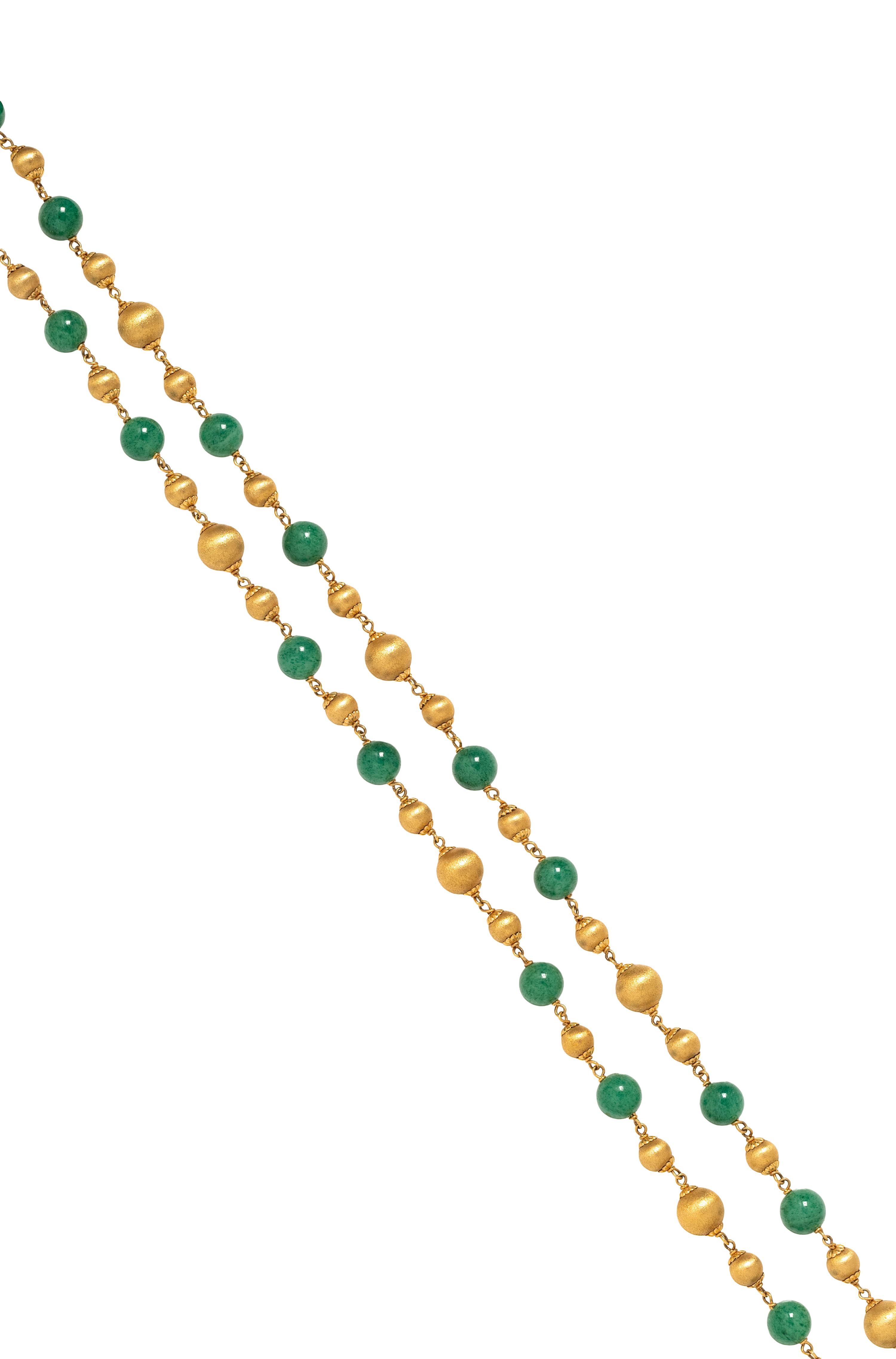 YELLOW GOLD AND AVENTURINE NECKLACE
