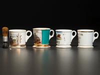 Four Firefighter's Porcelain Occupational Shaving Mugs