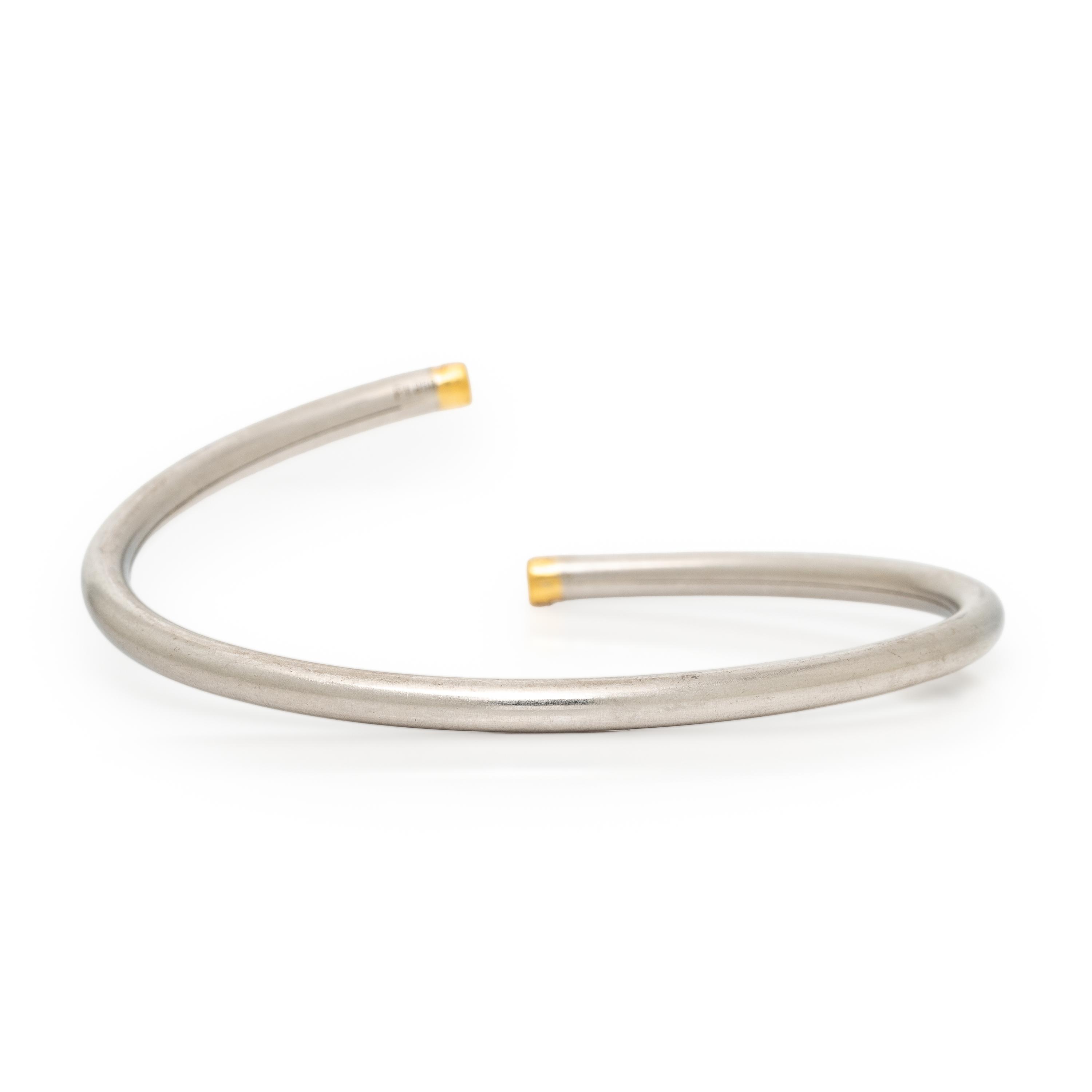 Stuart Moore, Platinum, Diamond, and Yellow Gold Flexible Cuff Bracelet