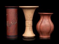 Three Chinese Yixing Zisha Pottery Vases
