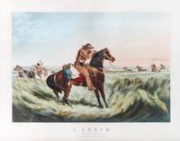 Arthur Fitzwilliam Tait, (British 1819-1905), a large folio hand colored lithograph A Check. "Keep Your Distance!" published by N. Curr